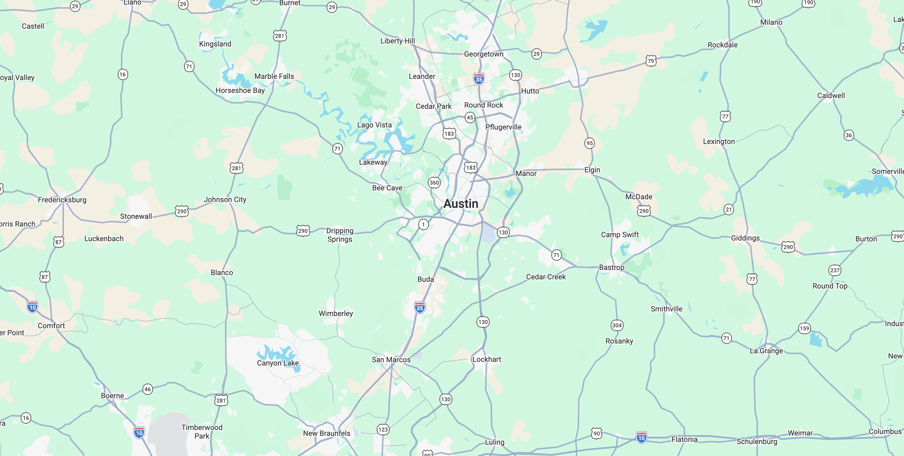 Austin Texas map